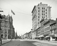 Circa  Lower Genesee Street -- Utica New York Note the streetcar switch tower
